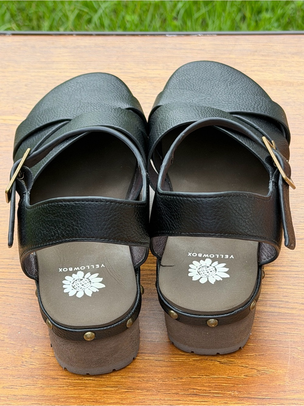 Yellow Box Rethel Platform Clog Sandals Women Size 8 Black Chunky Lug Sole - Picture 5 of 10
